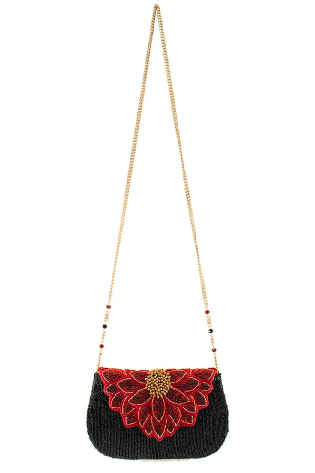 Crimson Bloom Crossbody Handbag