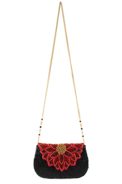 Crimson Bloom Crossbody Handbag