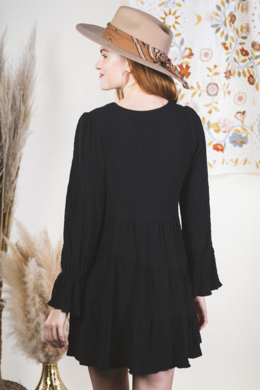 Crinkle Fabric Mini Dress