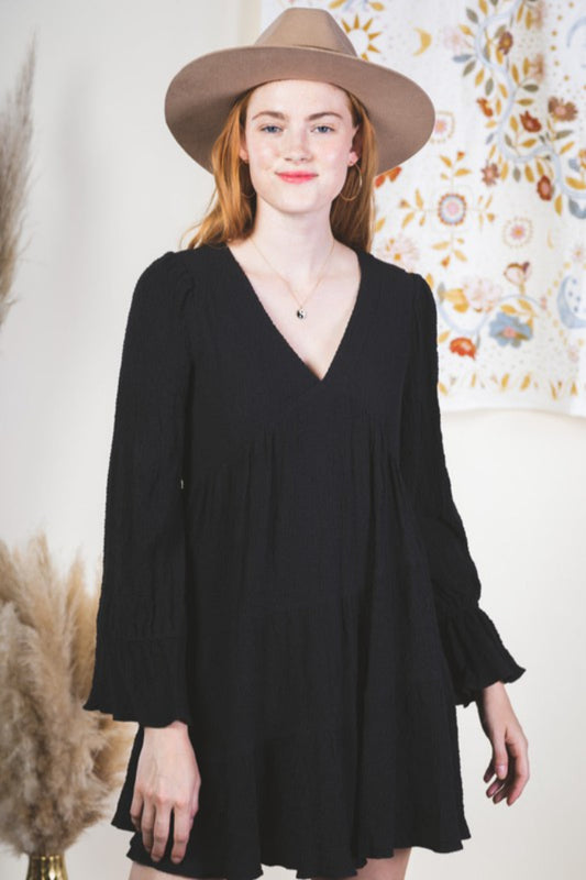 Crinkle Fabric Mini Dress