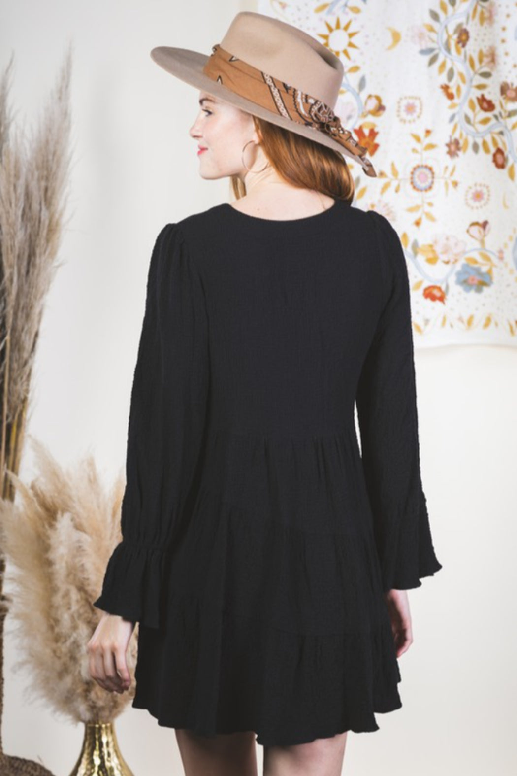 Crinkle Fabric Mini Dress