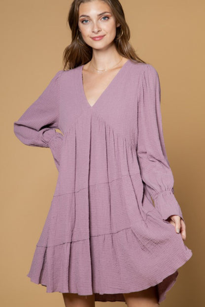 Crinkle Fabric Mini Dress