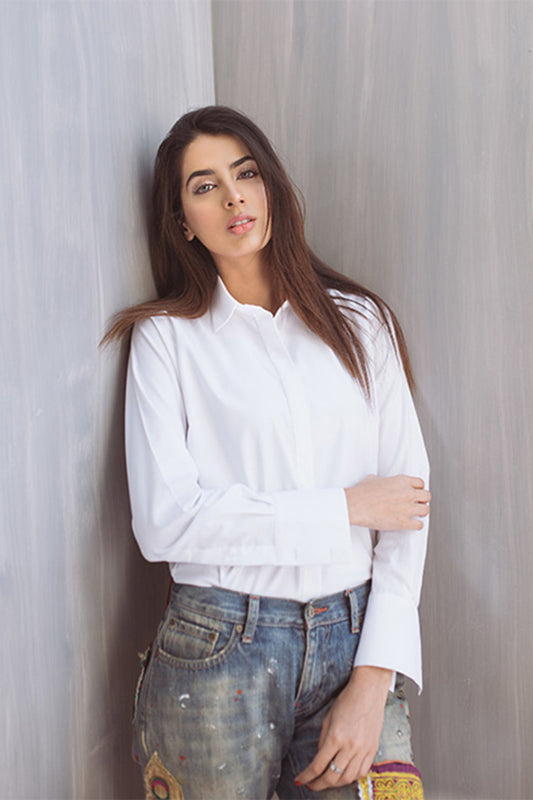 CRISP WHITE SEMI SLIM SHIRT