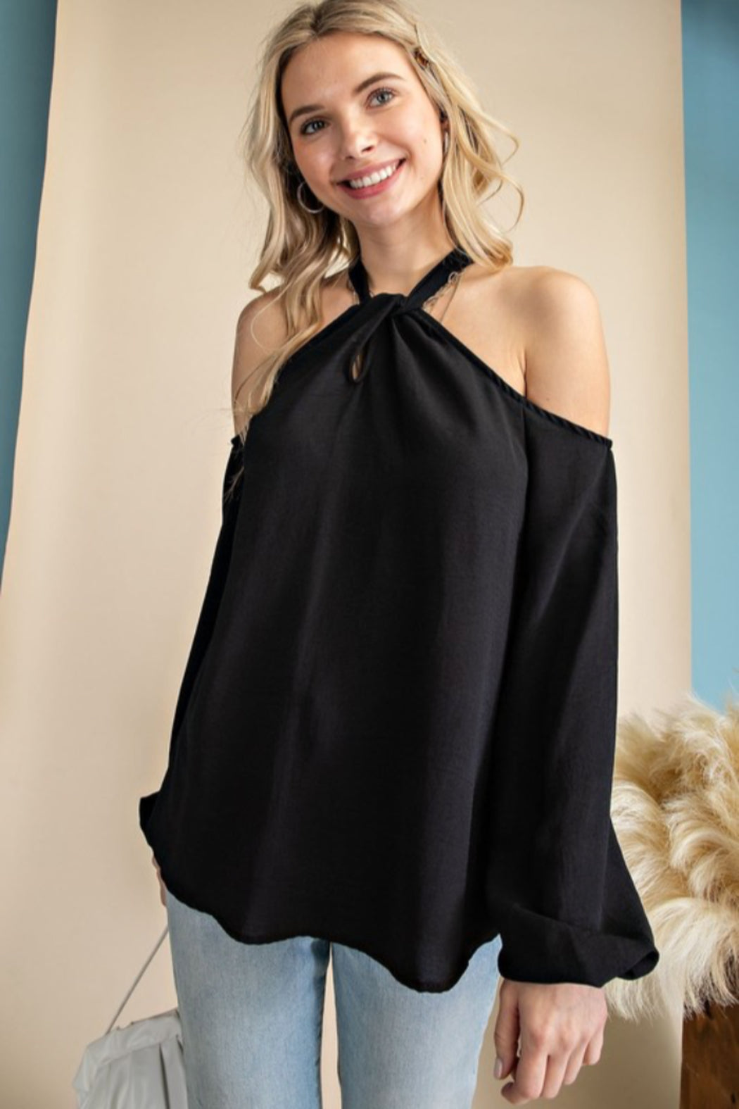 Criss Cross Bubble Sleeve Top
