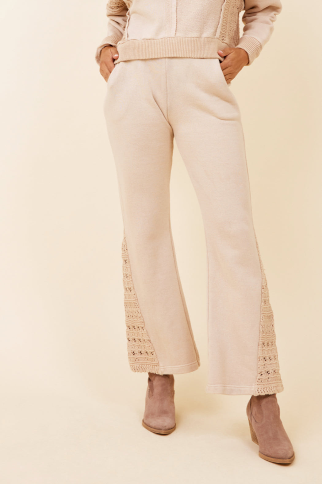 Crochet Detail Wide Leg Pants