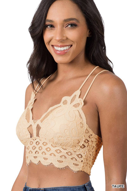 Crochet Lace Bralette with Bra Pads