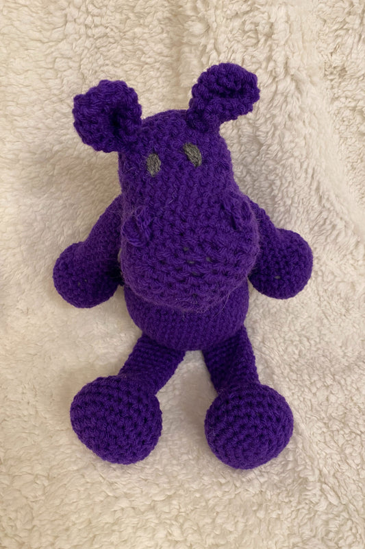 Crochet Purple Hippo Stuffed Animal