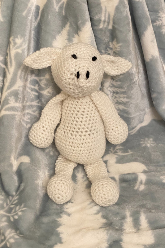 Crochet White Lamb Stuffed Animal