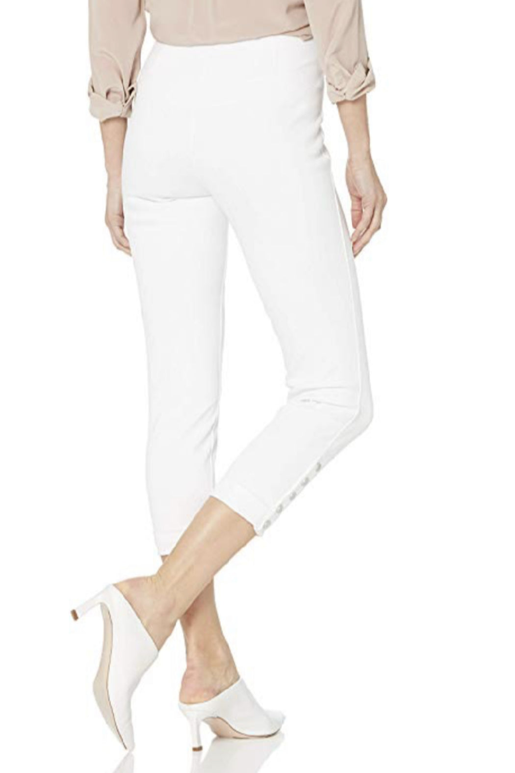 Cropped Denim Leggings with Snap Bottom Cuff
