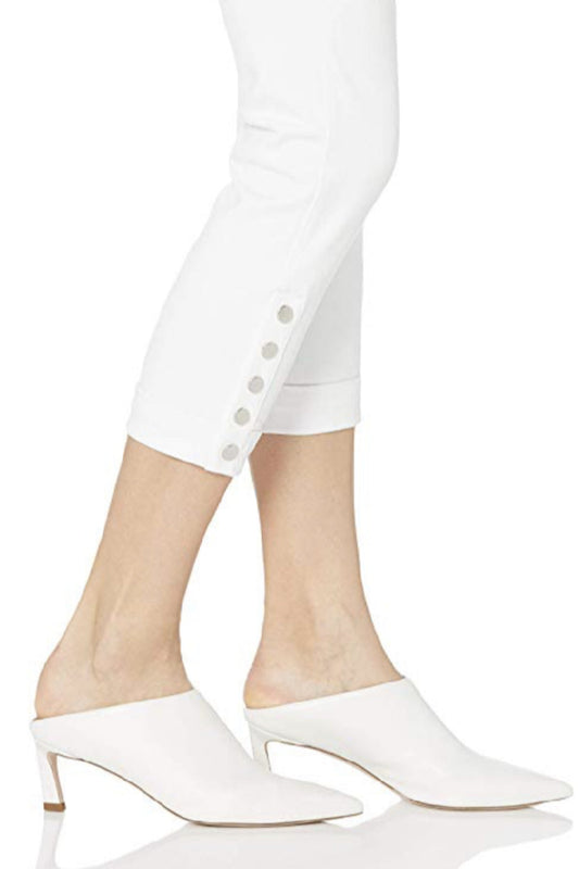 Cropped Denim Leggings with Snap Bottom Cuff