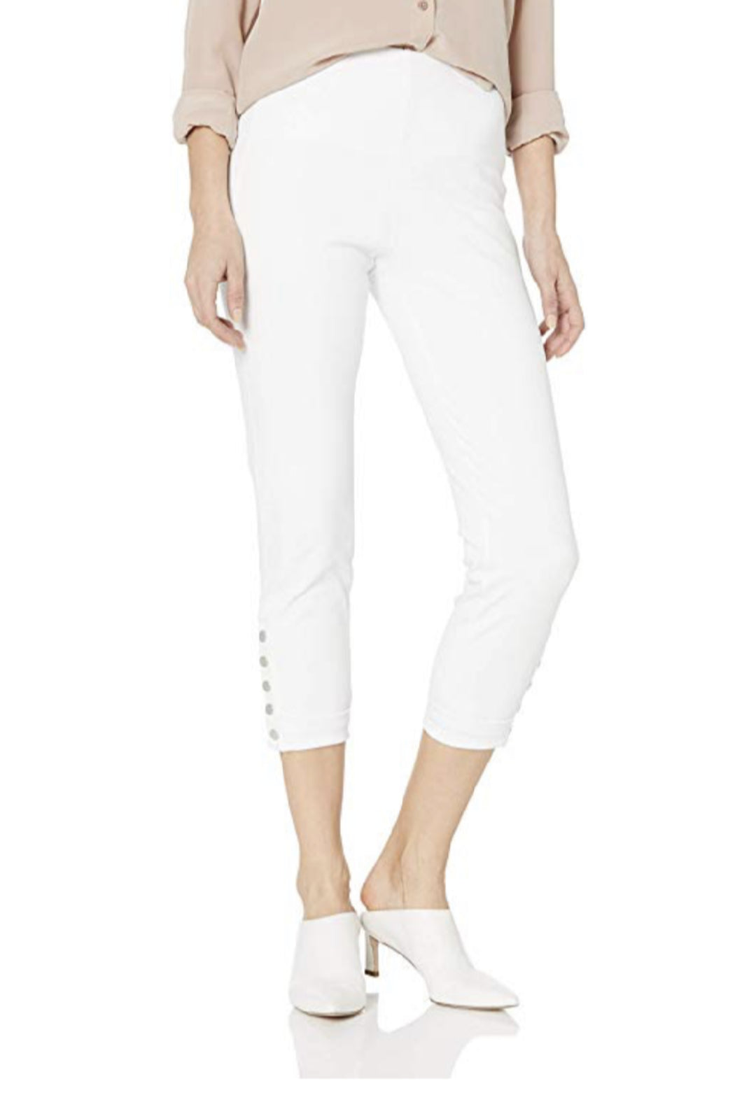 Cropped Denim Leggings with Snap Bottom Cuff