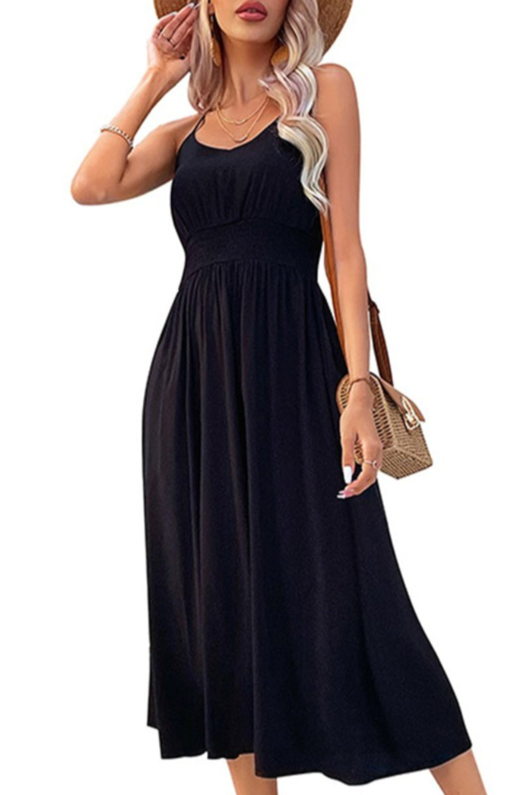 Cross Back Strap Midi Dress