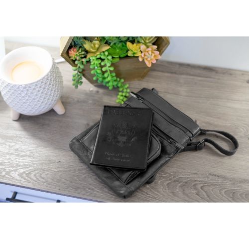Leather Crossbody Bag with CDC Passport Holder- 5 Colors