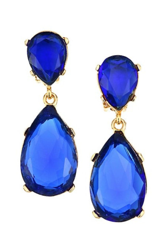 Crystal Double Teardrop Pierced Earrings
