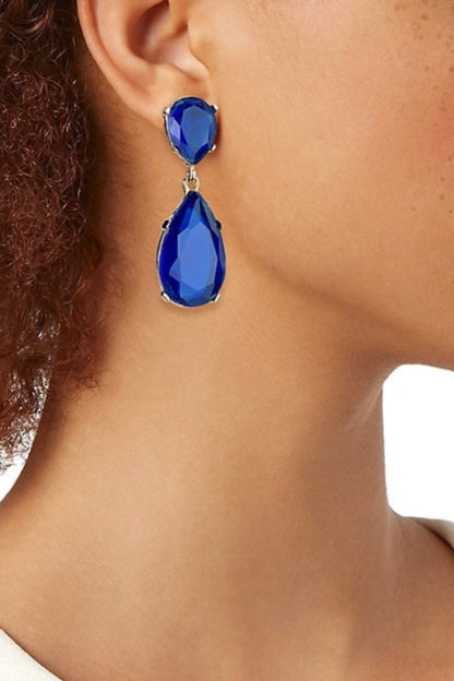 Crystal Double Teardrop Pierced Earrings