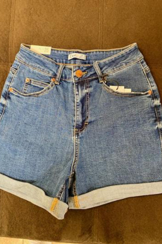 Cuffed Denim Shorts