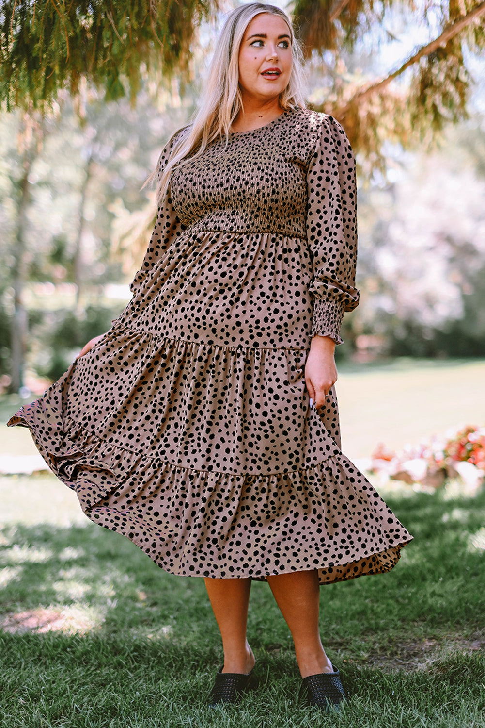 Plus Size Animal Print Smocked Tiered Dress - ONLINE EXCLUSIVE!