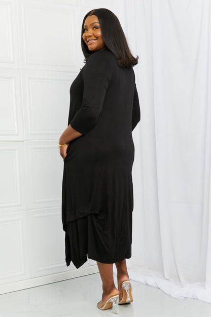 Celeste Good Days Full Size Round Neck Midi Dress in Black