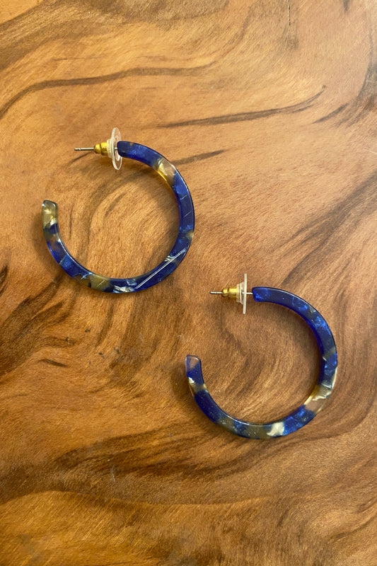 Dark Blue Resin Hoops