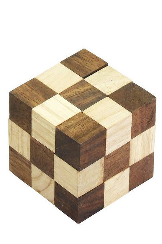 Dark Brown Serpent Cube Wooden Puzzle