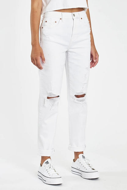 Earth Angel Distressed White Jeans