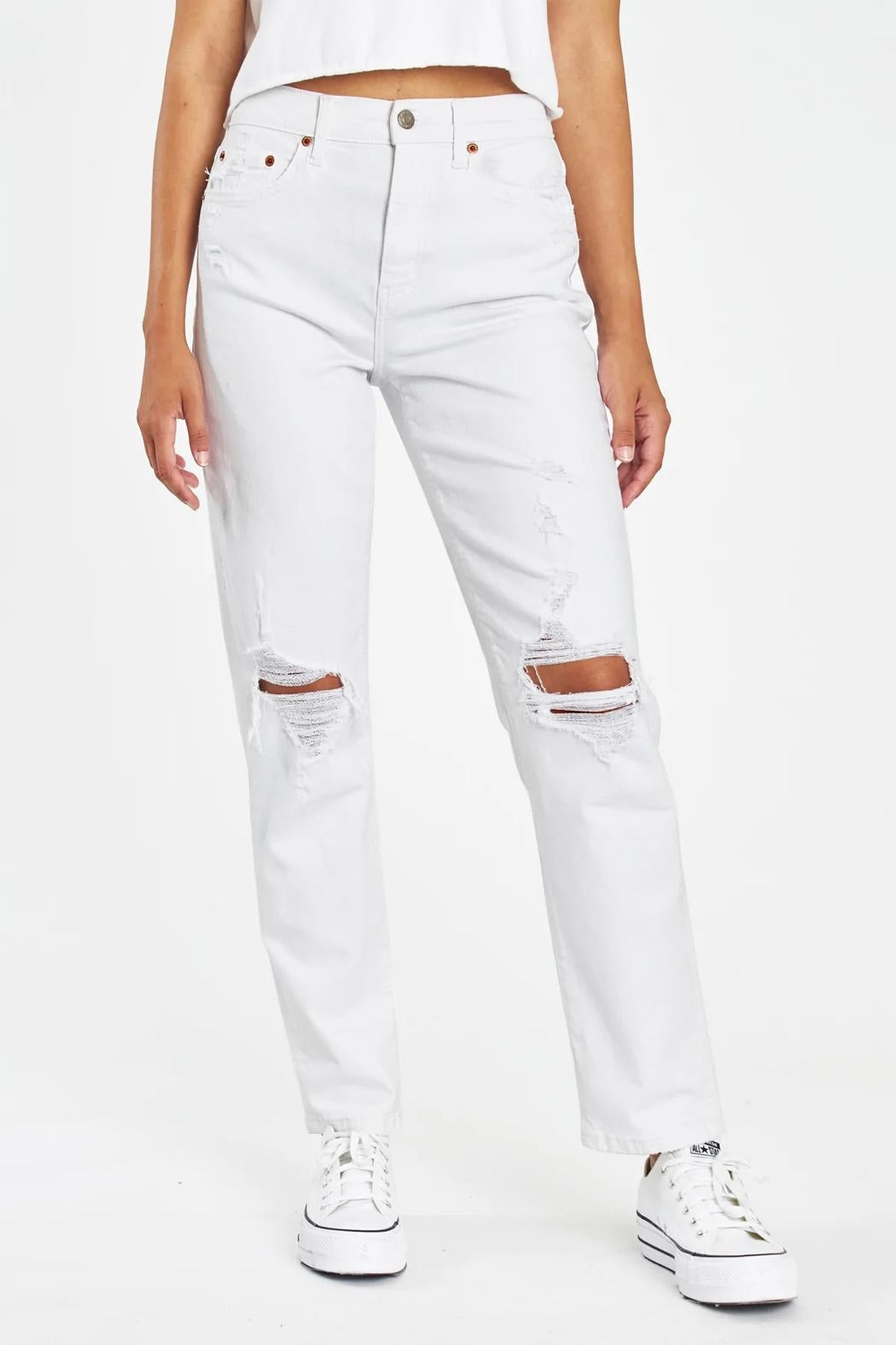 Earth Angel Distressed White Jeans