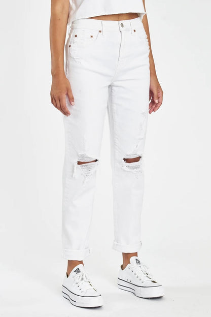 Earth Angel Distressed White Jeans