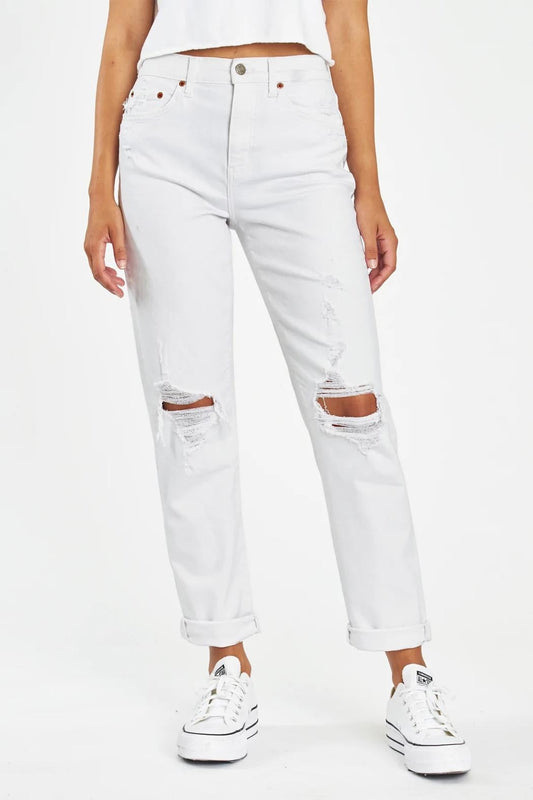 Earth Angel Distressed White Jeans