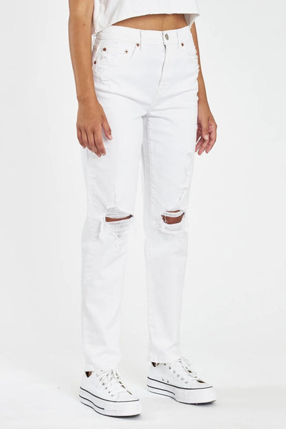 Earth Angel Distressed White Jeans