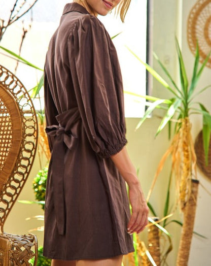 Half sleeve belted dress