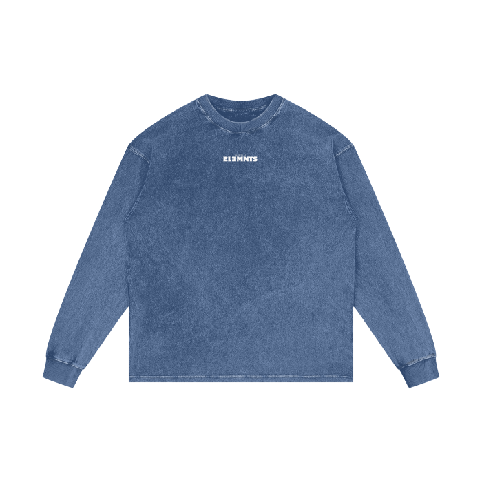 ESSNTIAL ELEMNTS Unisex 250G Acid Wash OS LS Tee