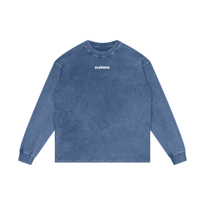 ESSNTIAL ELEMNTS Unisex 250G Acid Wash OS LS Tee