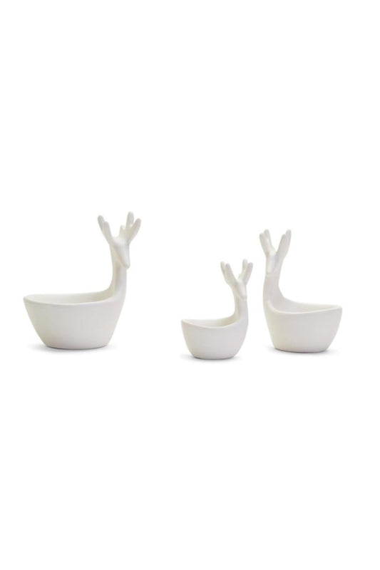 Deer S/3 Dishes with Matte Glazed Finish