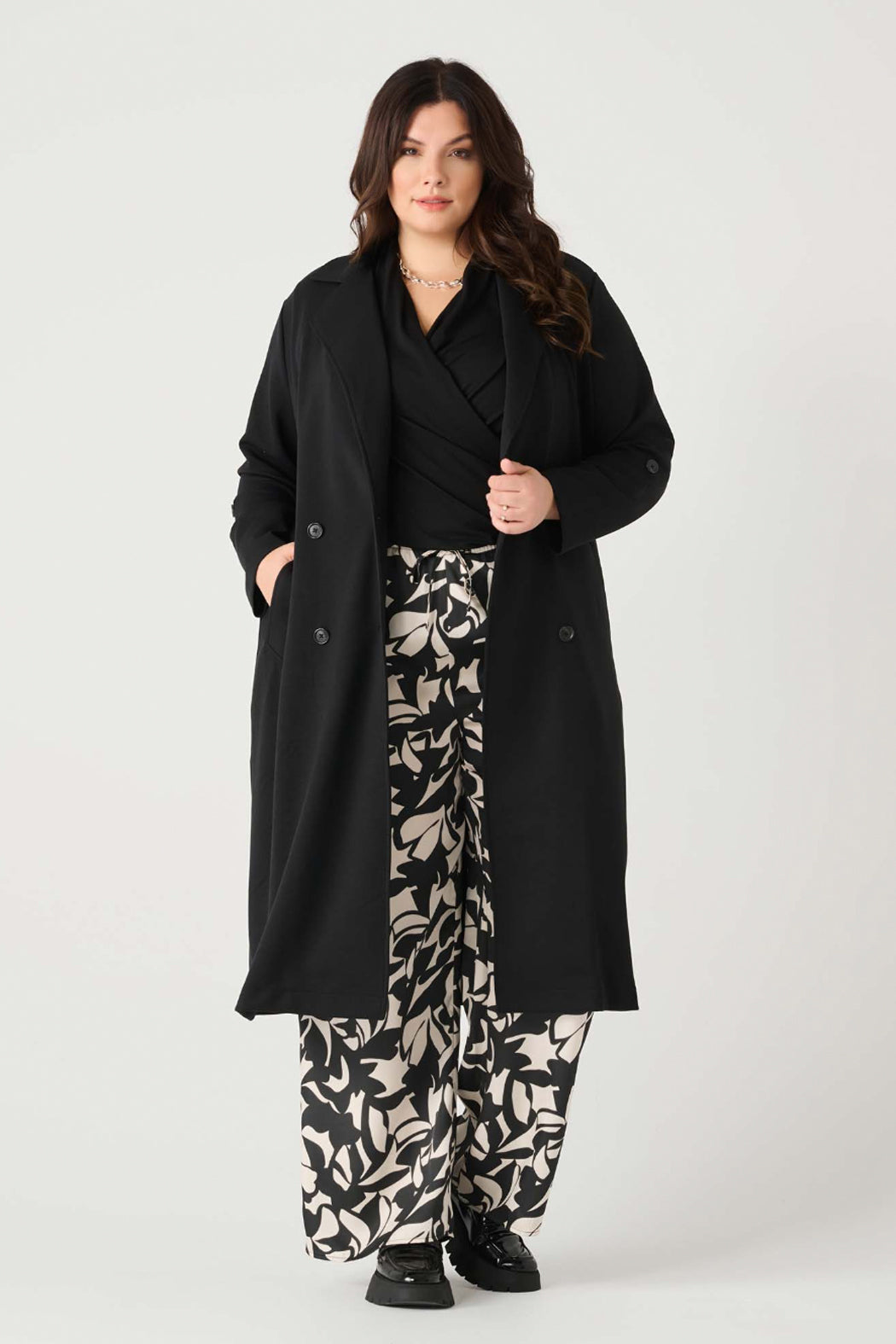 Double Breasted Knit Trench