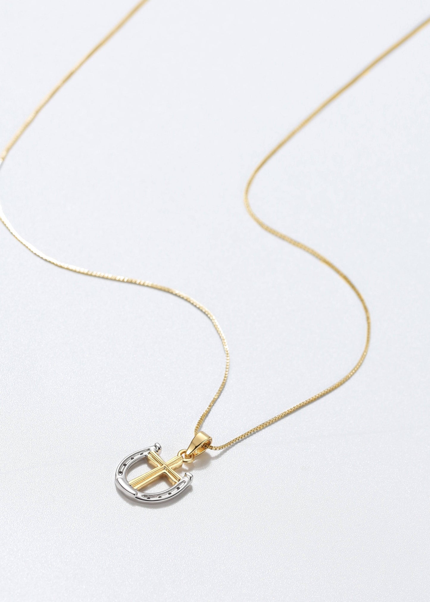 Saints Rider's Prayer Mini G/S Necklace Gold Box Chain