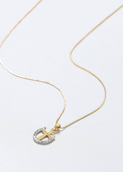 Saints Rider's Prayer Mini G/S Necklace Gold Box Chain