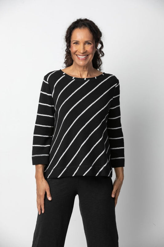 Diagonal Stripe French Terry Top