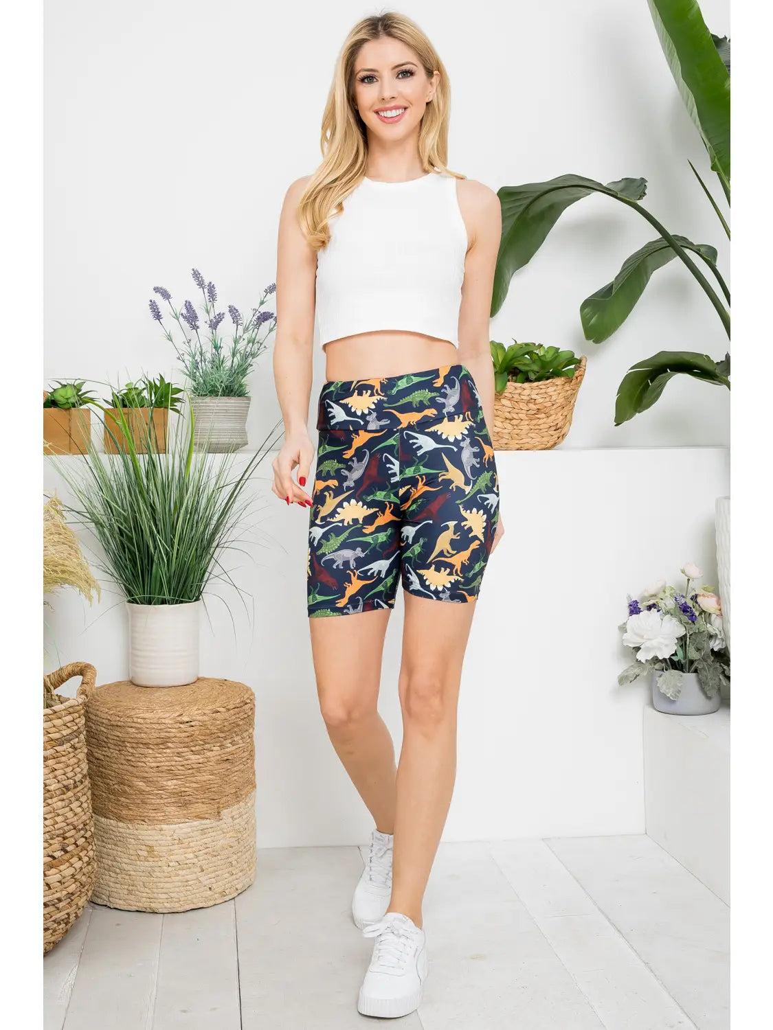 Dinosaur Print Biker Shorts