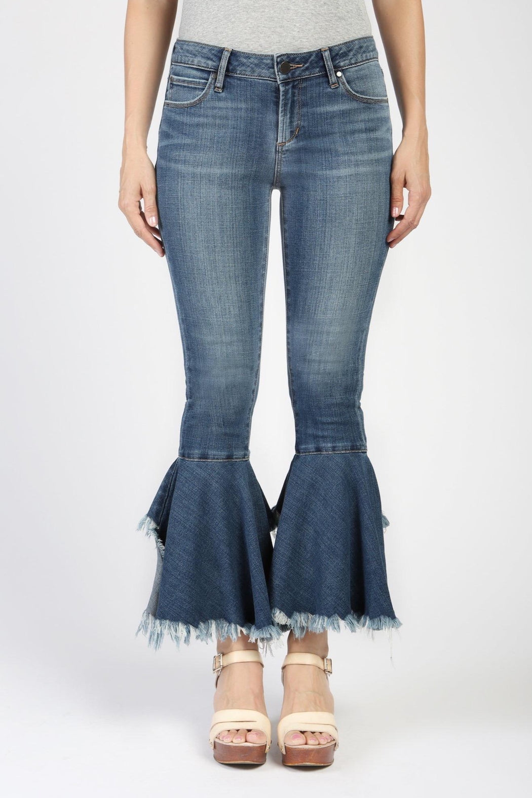 Distressed Crop Flare Jeans