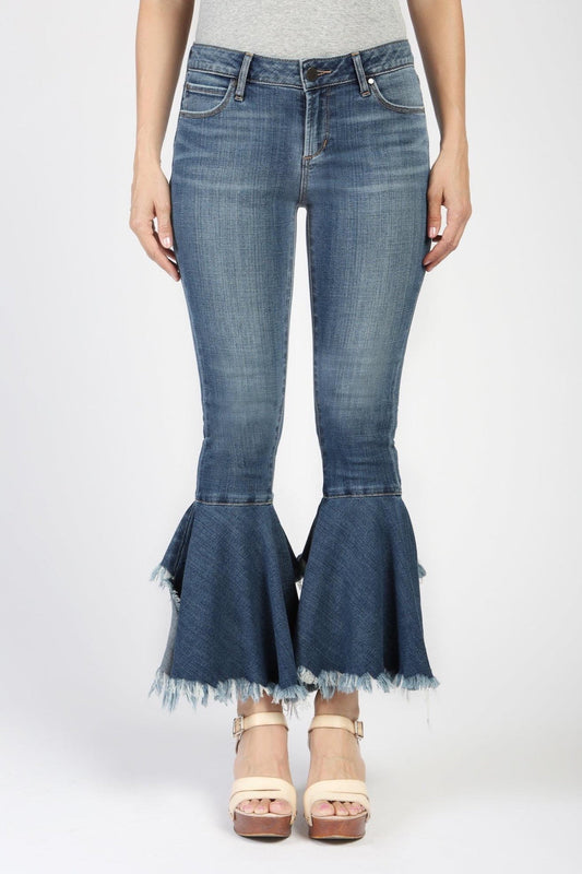Distressed Crop Flare Jeans