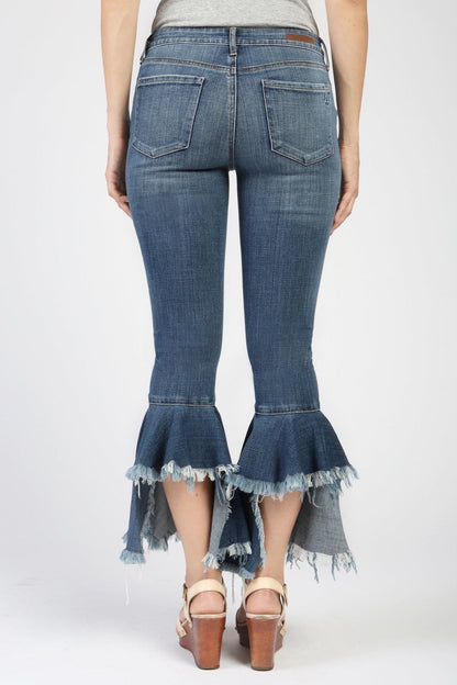 Distressed Crop Flare Jeans
