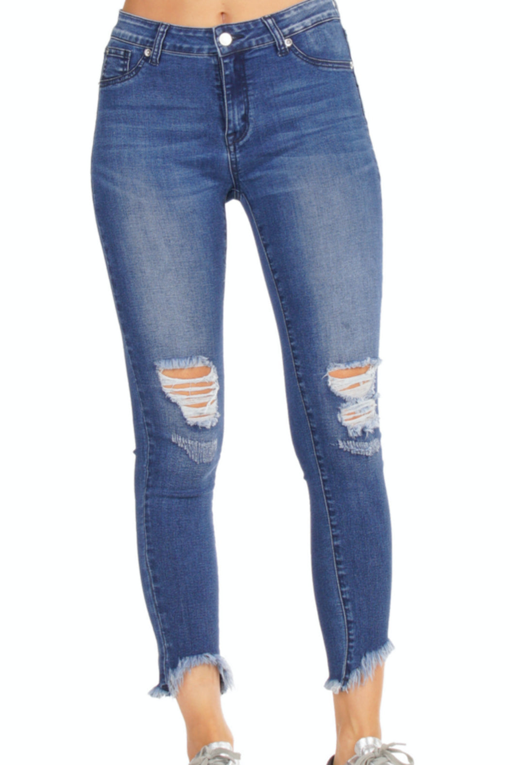 Distressed Skinny Jeans w/ Distressed Cuffs