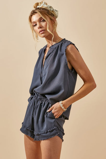 Distressed Sleeveless Top