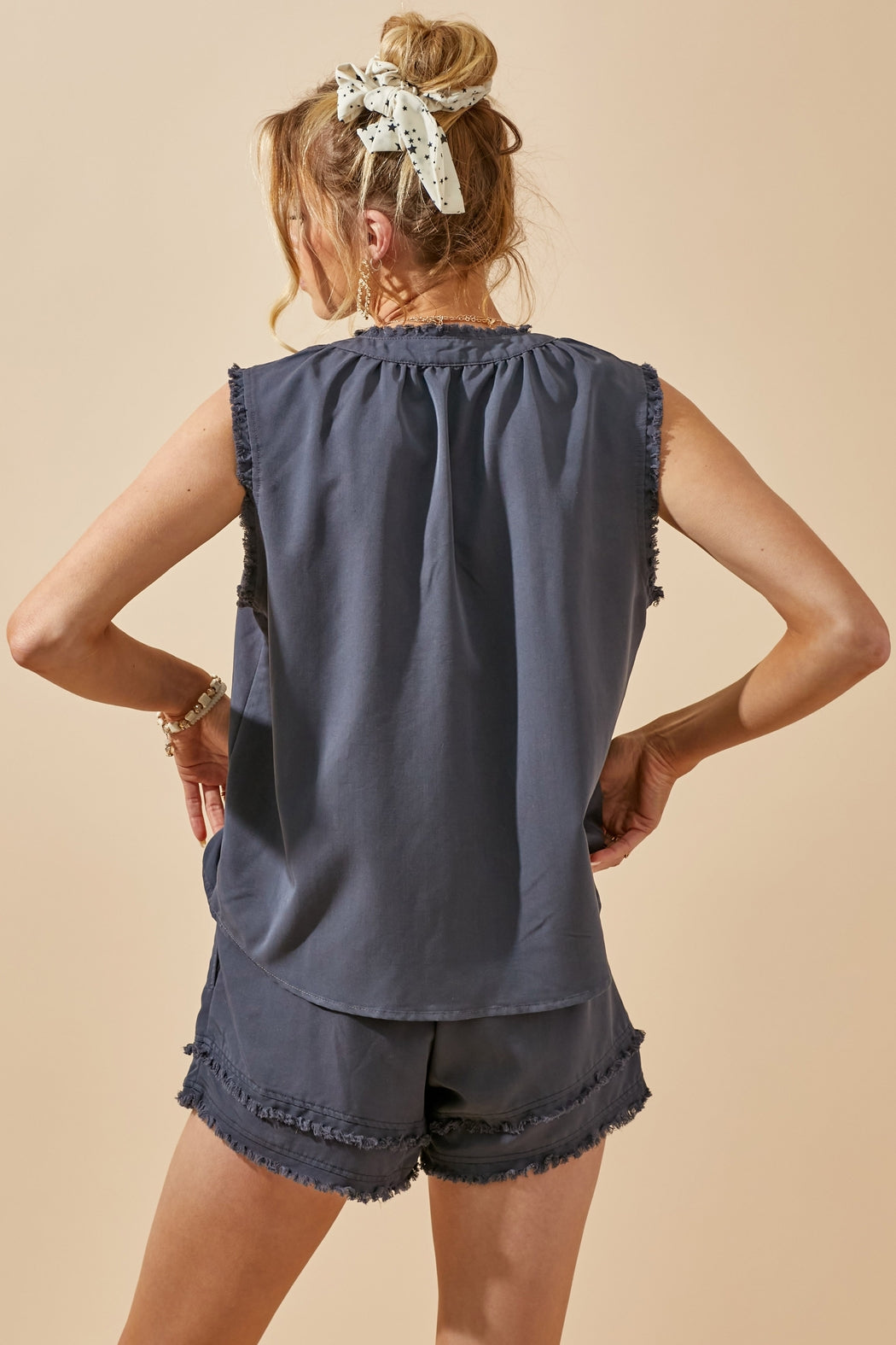 Distressed Sleeveless Top