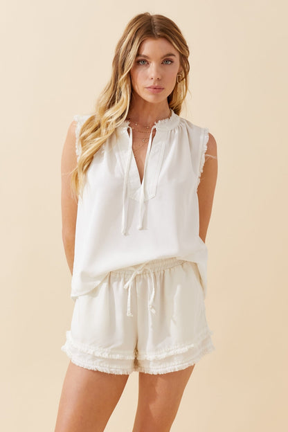Distressed Sleeveless Top