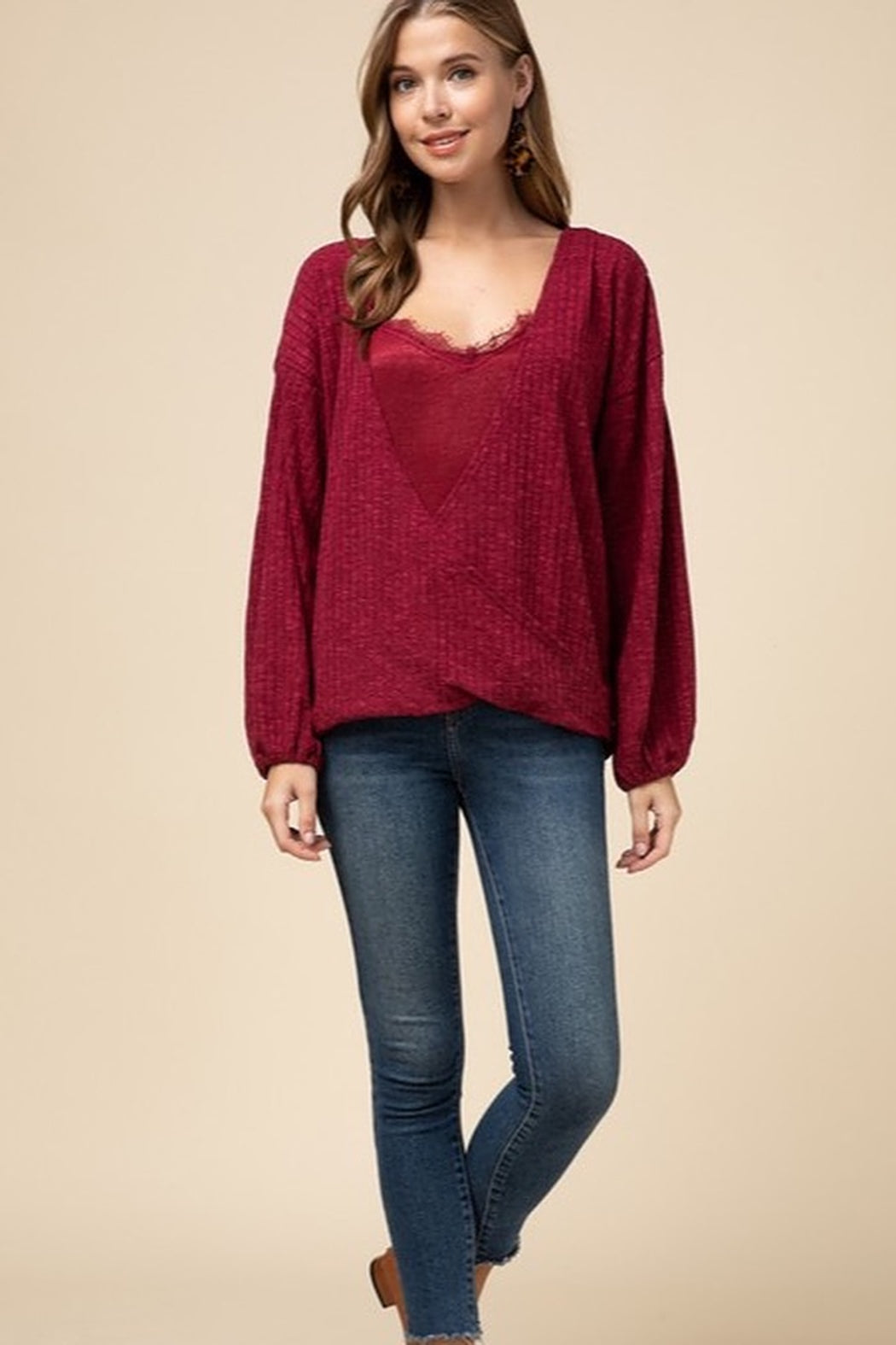 Double layer surplice top