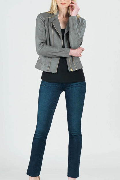Double-Zip Leather Jacket