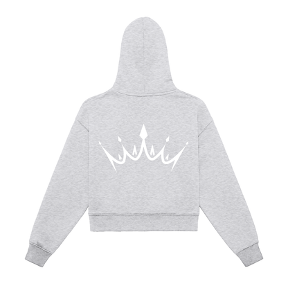 ESSNTIAL ELEMNTS Women's Fleeced Zip-Up Cropped Hoodie