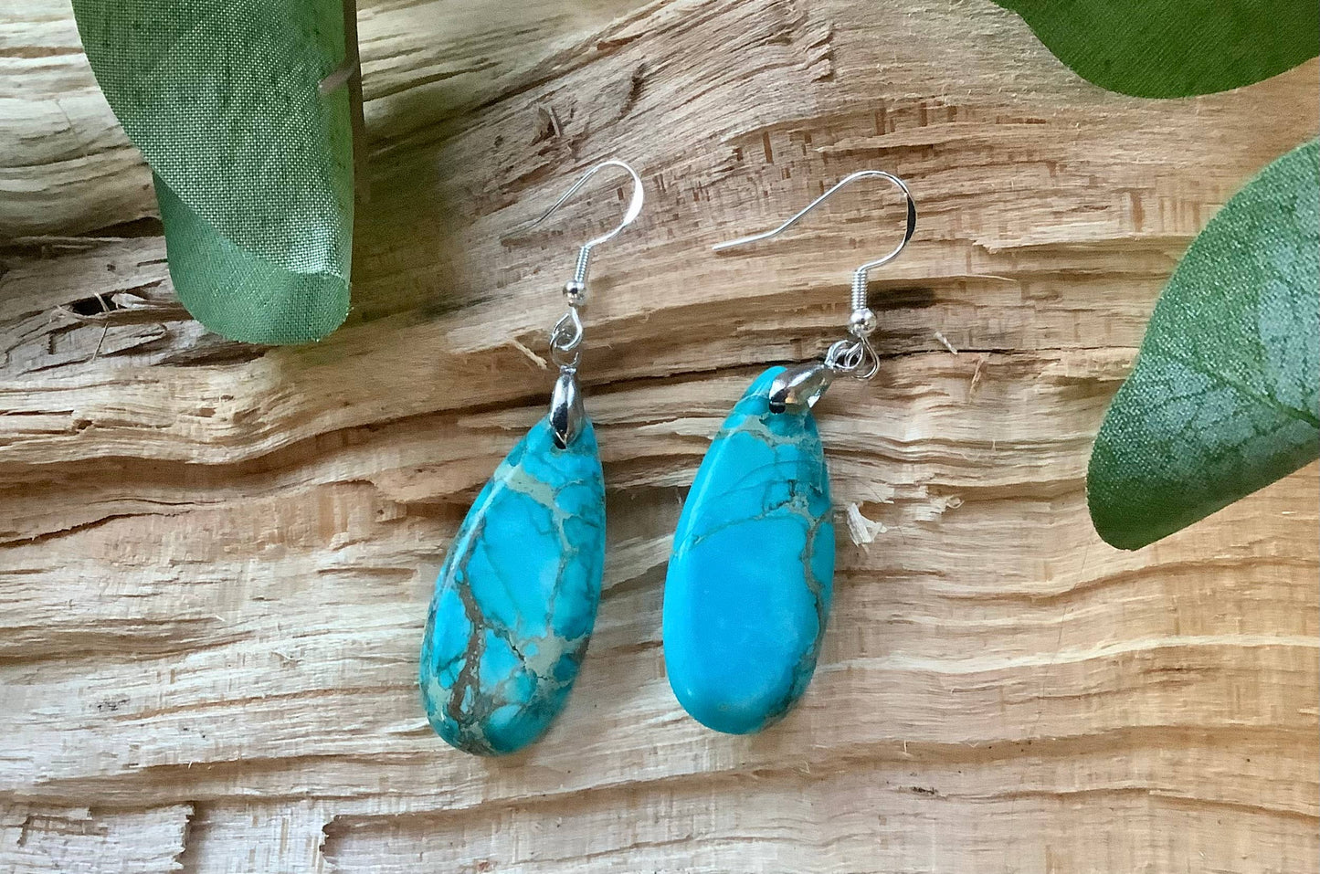 Earrings, dangle earrings, stone earrings: Darker blue