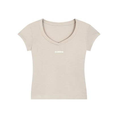 ESSNTIAL ELEMNTS Women's 215G V-Neck Thin Bodycon Tee